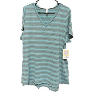 LuLaRoe Turquoise Black Stripe Classic Christy T Shirt‎ Size 3XL
